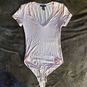 V neck baby pink bodysuit